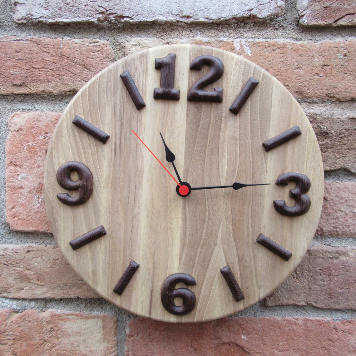 Horloge Murale Bois Massif 30cm VIVILINEN - Mouvement Silencieux Moderne Pour Salon, Chambre Ou Cuisine