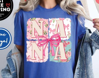 Coquette bow Gigi Shirt, Cute Auntie Shirts, Floral mama Shirt, Nana Gift Idea,  New Nana Announcement, Granny Shirt, Mothers day Shirt