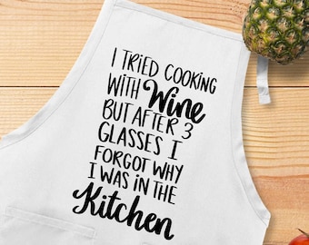 Custom Apron, Personalized Apron, Personalize Apron, Cooking With Wine, Custom Chef Apron, Baking Gifts, Bbq Apron, Baking Apron