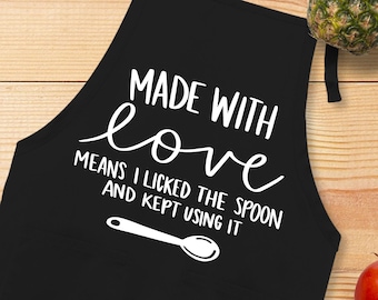 Personalized Apron, Custom Apron,  Personalize Apron, Made With Love, Kitchen Apron, Cooking Apron, Women Aprons, Cooking Gift