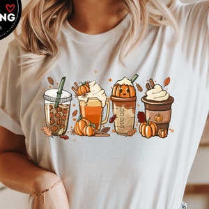 Pumpkin Spice Latte Shirt, Fall Coffee Shirt, Pumpkin Spice Tshirt, Halloween Pumpkin Latte Drink Cup, womens fall shirt, Fall PSL Shirt