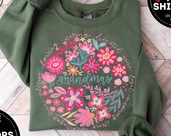 Floral Grandma Sweatshirt, New Nana Crewneck, Grandma Christmas Gift, Granny Shirt, Gigi Mimi Sweater, Mother's Day Gift For Grandma, Mimi