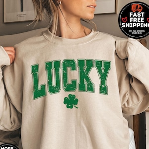 Lucky Sweatshirt, Cute Shamrock Sweater, Happy St Patricks Day, Irish Lucky Day Shirt, Women Lucky Tee, Lucky Shamrock, St Pattys Day Outfit