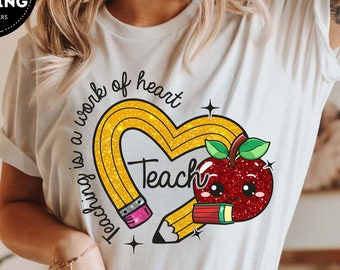 Teaching Is A Work Of Heart, Cute Teacher Shirt, Teacher Appreciation Gift, Preschool teacher tee, New Teacher Gift, First day Of School Tee