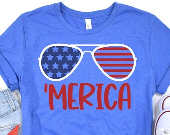 Merica Glasses Shirt, 1950s 4th of July, 4th of July Woman, 4th of July Clothing, 4th July Shirts, 4th of July, 4th of July Shirts