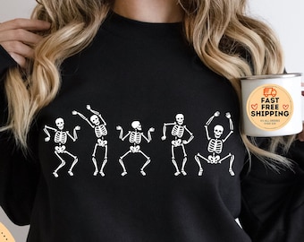 Halloween Party Dancing Skeleton, Skeleton sweatshirt, Halloween Sweater, Halloween Shirt Tee,  Funny Halloween Shirt Longsleeve, Fall Shirt