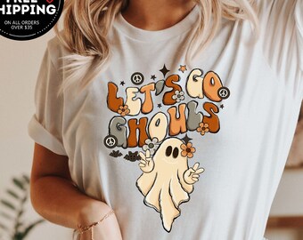 Lets go ghouls Shirt, Retro Halloween Tshirt, Vintage Ghost Shirt, Retro Fall Shirt, fall Shirt, Floral Ghost tshirt, Halloween Vintage