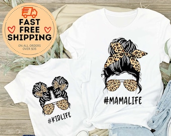 Messy Bun Mama Mini shirt, Matching Mommy and Me Shirt, Mama Life Shirt, Kid Life Shirt, Mommy and Me Outfits, Mom and Daughter Shirt