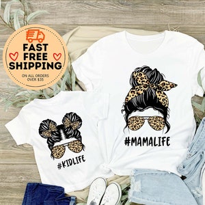 Messy Bun Mama Mini shirt, Matching Mommy and Me Shirt, Mama Life Shirt, Kid Life Shirt, Mommy and Me Outfits, Mom and Daughter Shirt