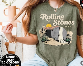 Rolling Stones T-shirt, Jesus Christ Shirt, Woman religious Shirt, Gift For Christian, Faith-Based Graphic Tee, Trendy Easter Outfit, Jesus
