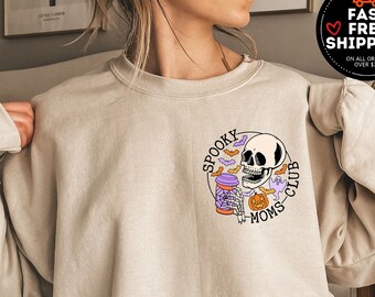 Spooky Moms Club Sweatshirt, Halloween Mom Shirt, Mama Sweatshirt, Halloween Spooky Shirt For Mom, Cool Mama Halloween Sweatshirt, Mom Gift
