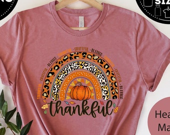 Rainbow Thankful Shirt, Thankful shirt, Happy Thanksgiving Tshirt, Fall T Shirt, Autumn T Shirt, Women Thanksgiving, Cute Fall Tshirt