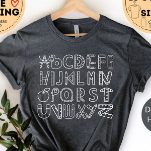 Alphabet Doodle Teacher Tshirt, First Grade Teacher, Kindergarten Teacher Tees, Elementary Teacher, Preschool Shirt, Gift For Teacher