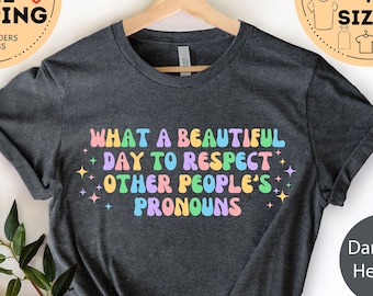 What A Beautiful Day to Respect Other People's Pronouns Shirt, LGBTQ+ Shirt, Pride Shirt, Human Rights Shirt, Equality T-Shirt, Lgbt Shirts
