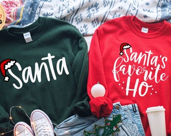 Santa-Santa's Favorite Ho Sweatshirt, Christmas Matching Shirt, Funny Christmas Crewneck, Ugly christmas sweater, Christmas Family hoodie