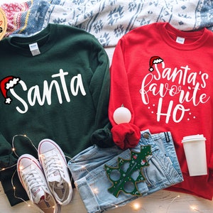 Santa-Santa's Favorite Ho Sweatshirt, Christmas Matching Shirt, Funny Christmas Crewneck, Ugly christmas sweater, Christmas Family hoodie