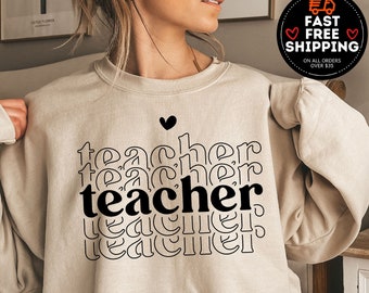 Retro teacher Sweatshirt, Cute Teacher Crewneck, Vintage teacher Tee, teacher Appreciation Shirt, Inspirational Teacher Gift, Kindergarten