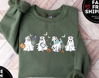 Halloween Nurse Sweatshirt, Nurse Shirt, Halloween Nursing Sweatshirt, Cute Nurse Sweatshirt, Nursing Student Hoodie, Er Nurse T-Shirt