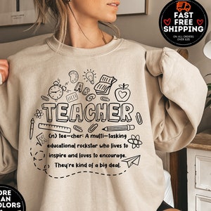 Teacher Definition Sweatshirt, Teacher Crewneck Sweatshirt, Back To School Sweater, Inspirational Teacher Shirts, teacher Life Hoodie