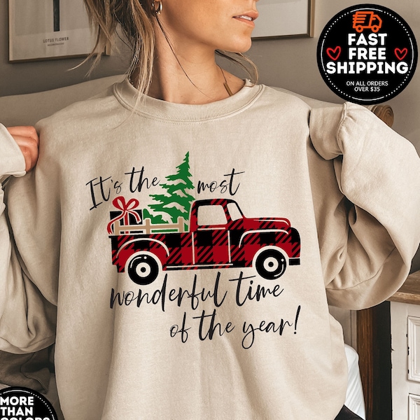 It's The Most Wonderful Time Of The Year, Buffalo Plaid Sweater, Christmas Sweathirt, Family Christmas Shirts, Xmas shirt, Christmas T-Shirt