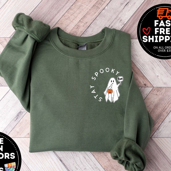 Stay Spooky Sweatshirt, Halloween Sweatshirt, Retro Ghost sweatshirt, Spooky Vibe Shirt, Womens Halloween Sweatshirt, Spooky Season Shirt