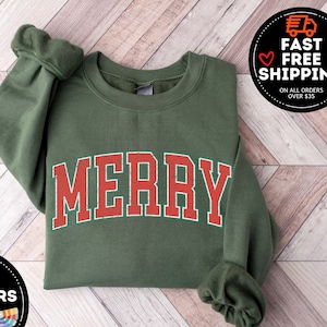 Merry Christmas Sweatshirt, Christmas Shirts, Cute Winter Sweater, Christmas Shirt for Women, Christmas Crewneck Sweatshirt, Holiday Sweater