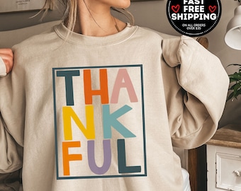 Thankful Sweatshirt, Thanksgiving Family Matching, Thanksgiving Tshirt, Thanksgiving Dinner Crewneck, Autumn Shirt, Fall Sweatshirt Woman