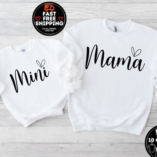 Mama Mini sweatshirt, Mom and Me matching Crewneck, mama baby Outfit, Mother Daughter Shirts, Matching Mommy and Me sweater, Christmas Mom