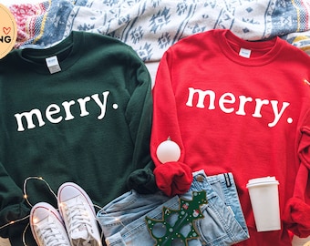 Merry Sweatshirt, Merry Christmas Sweatshirt, Christmas Matching pajamas, Christmas shirt for Women, Christmas Crewneck, Christmas gift