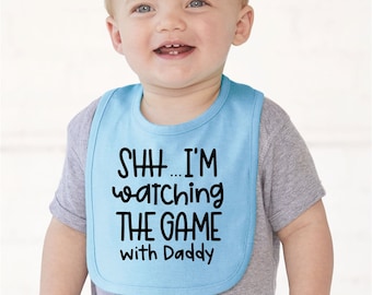 Personalized Bibs, Custom Baby Bibs, Personalize Baby Bib, Game With Daddy, Baby Boy Gift, Baby Shower, New Baby Gift, Cute Baby Gift