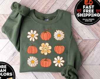 Retro Fall Sweatshirt, Cute Fall Crewneck, Autumn Sweatshirt, Thanksgiving Gift, Cozy Fall Sweatshirt, Fall shirt for women,  Pumpkin Season