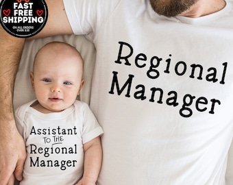 Regional Manager and Assistant to the Regional Manager Shirt, First Fathers Day Gift, Matching Daddy Baby Shirts, 1st Matching Kids Shirts