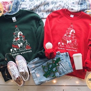 Merry Woofmas Sweatshirt, Christmas Dog Tree , Christmas Dog Sweatshirt, Retro Christmas Shirt, Dog Mom Shirt, Funny Christmas Crewneck image 3