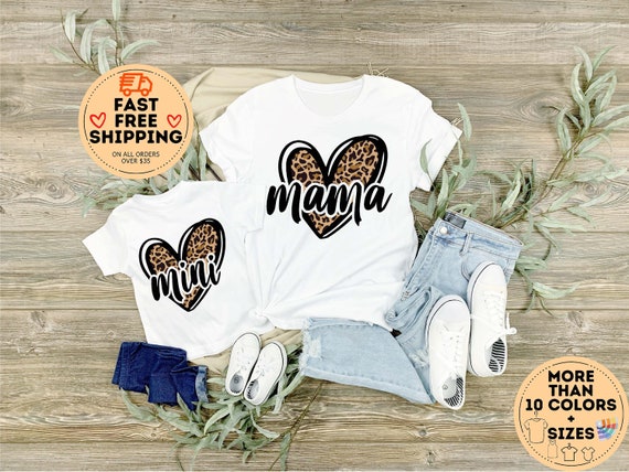 Leopard Mama Mini shirt, Leopard Mom Shirt, Leopard Mini Shirt, Mommy and Me Outfits, Mom and Daughter Shirt, Heart Mom Shirt, mama Mini
