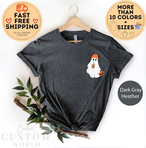 Cute Ghost Halloween Shirt, Fall Coffee Shirt, Psl Shirt, Little Ghost Ice Coffee Shirt, Ghost coffee Shirt, Cute Ghost Drinking Coffee