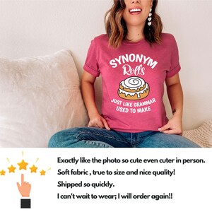 Synonym Rolls Shirt, Grammar Shirt, Teacher Life Tee, Vocabulary Shirt, Literature Shirt, Funny Teacher Shirt, Book lover Tshirt, Teacher Bild 5