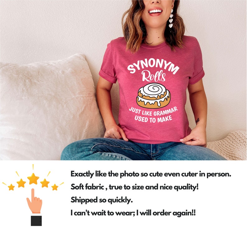 Synonym Rolls Shirt, Grammar Shirt, Teacher Life Tee, Vocabulary Shirt, Literature Shirt, Funny Teacher Shirt, Book lover Tshirt, Teacher Bild 5