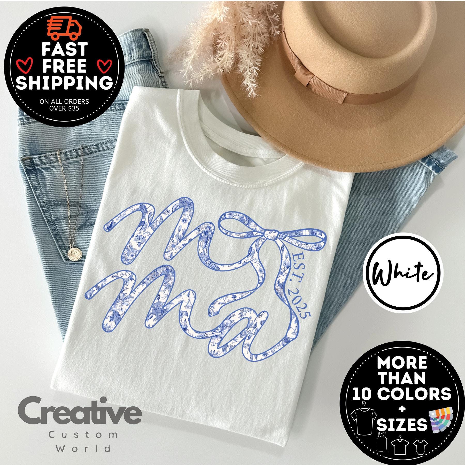Mama Est 2025 Tshirt, Coquette Bow Mom Shirt, New Mama Tee 