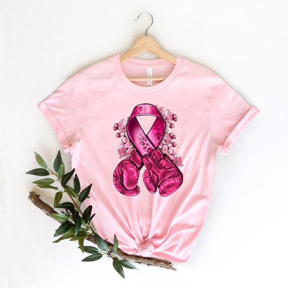 Breast Cancer Boxing Gloves Shirt, Pink Ribbon Shirt, Fight Breast Cancer Shirt, Cancer Support Shirt, Breast Cancer Awareness Tee, Warrior