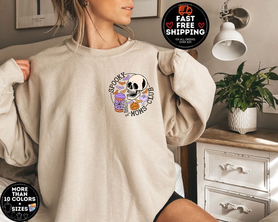 Spooky Moms Club Sweatshirt, Halloween Mom Shirt, Mama Sweatshirt, Halloween Spooky Shirt For Mom, Cool Mama Halloween Sweatshirt, Mom Gift