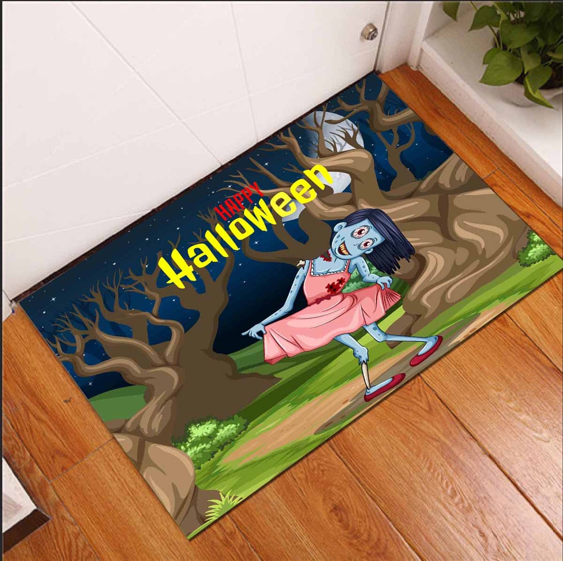 Happy Halloween Floor Mat Halloween Door Mat Funny Door Etsy