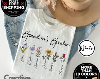 Custom names Grandma's Garden Shirt, Personalized Mimi Shirt with Grandkids Names, Mothers Day Gift For Grandma, Granny Gigi Mimi Nana Shirt