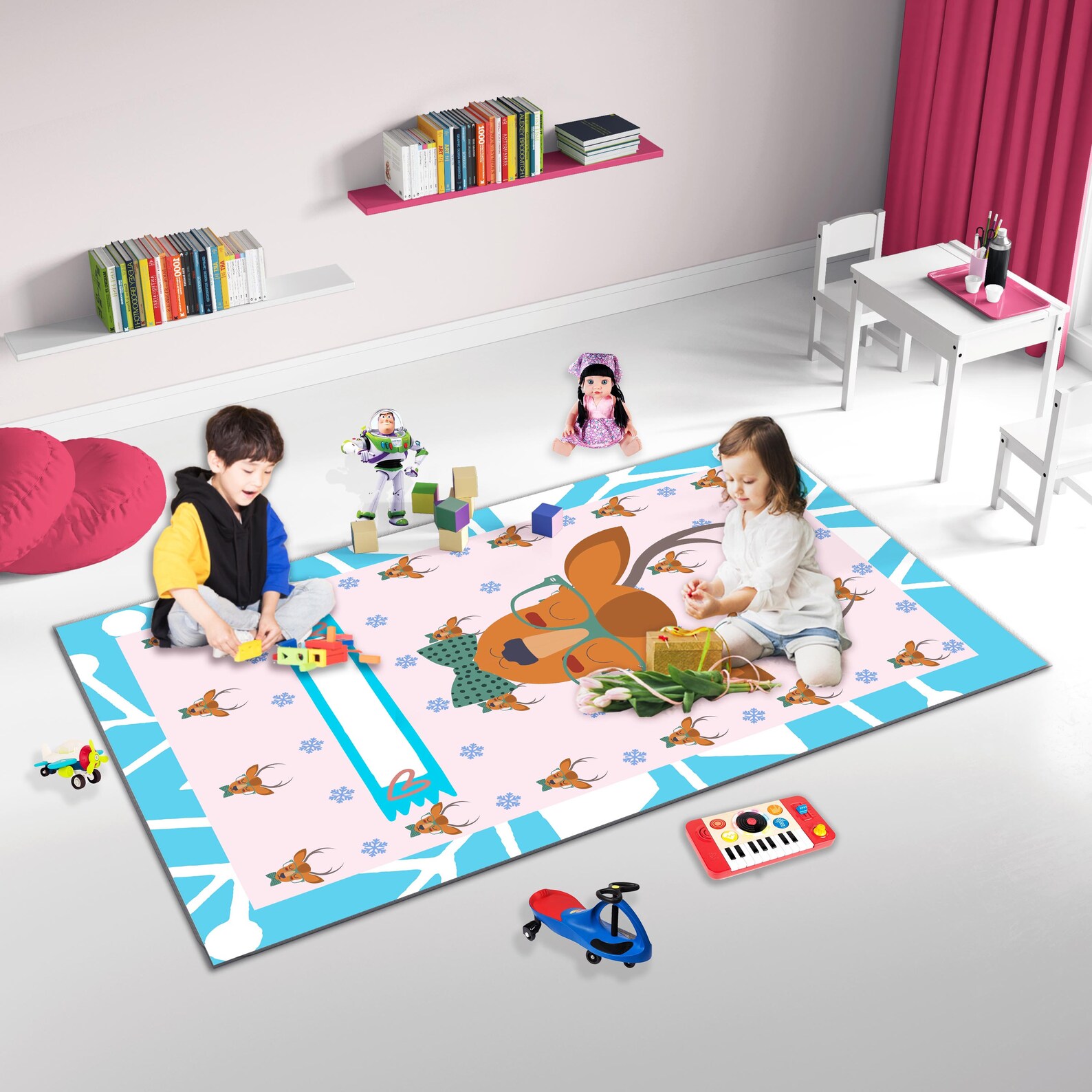 Kids Rug Play Mat Kids Play Room Rug Deer Rug2 Baby Room Etsy