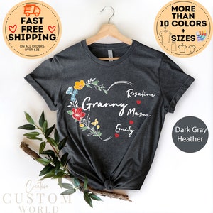 Personalized Grandma Shirt For Mother&#39;s Day, Custom Grandma Shirt, Nana Shirt With Grandkids Name, Unique Grandma Gift, Mimi Tshirt, Granny