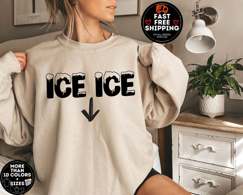 Ice Ice Baby Sweatshirt, Ice Ice Crewneck, Pregnancy Announcement, Pregnant Sweatshirt, New Mom Gift, Pregnancy Reveal Tshirt, Mom To Be Tee image 1