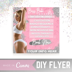 Body Sculpting Flyer, Body Contour, Body Contour Template, Body Contouring, Body Shaping, Canva Template, Body Sculpting Social Media,