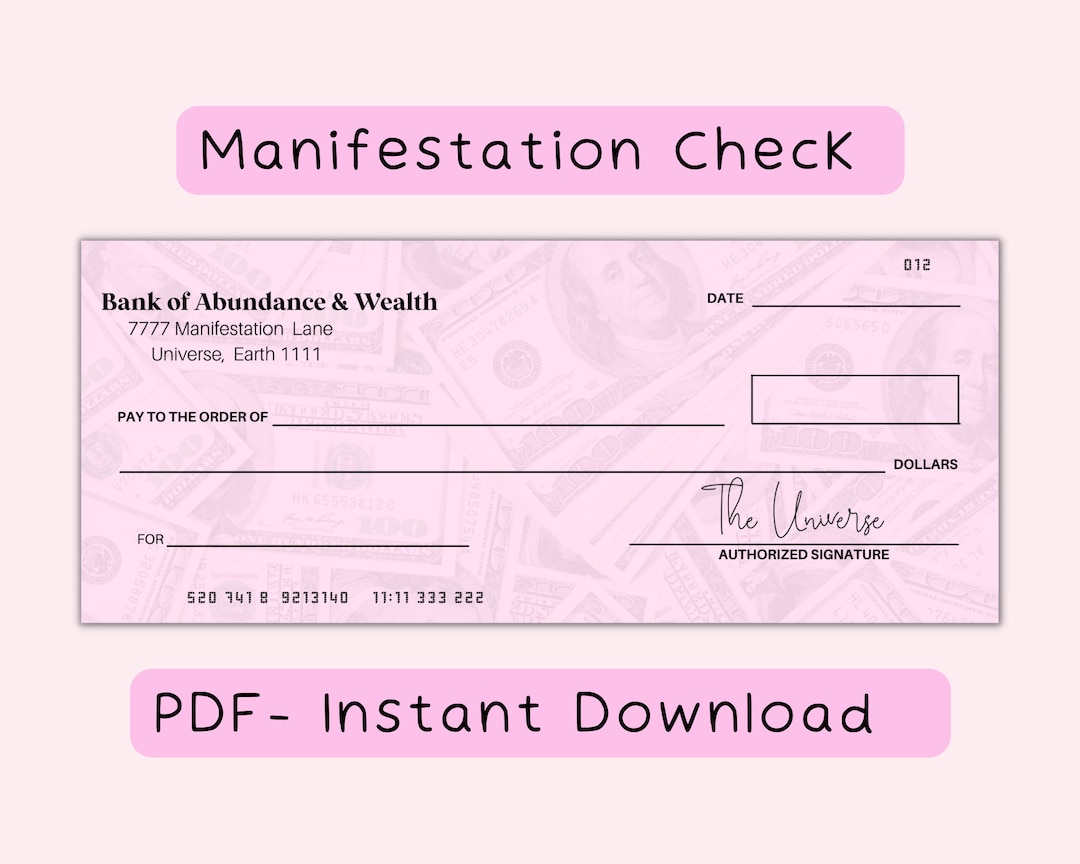 Money Manifestation Checks, Law of Attraction, Abundance Check Money Manifestation Checks, Law of Attraction, Abundance Check