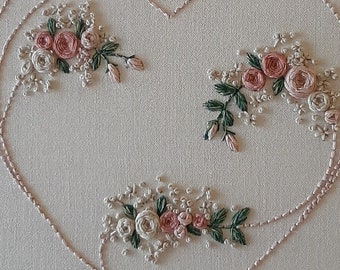 Rose Heart Embroidery Pattern with Video Tutorial (PDF)