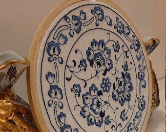 Kit de bordado floral índigo para principiantes (patrón PDF)