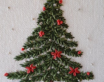 Christmas Embroidery Pattern Embroidery PDF and Video Tutorial Tree Embroidery Christmas Ornament PDF Gift for her Embroidery Kit